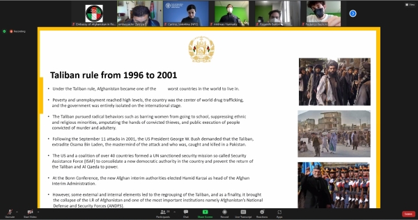 Ambassador Zekriya Gave a Virtual Presentation about the Past, Present and Future of Afghanistan