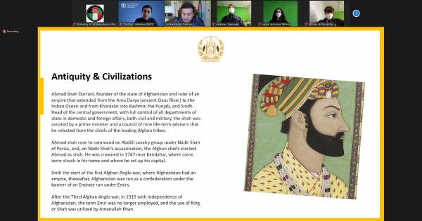 Ambassador Zekriya Gave a Virtual Presentation about the Past, Present and Future of Afghanistan