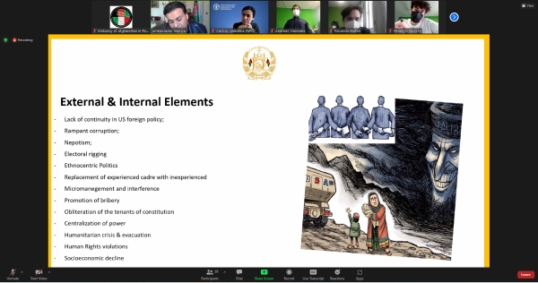 Ambassador Zekriya Gave a Virtual Presentation about the Past, Present and Future of Afghanistan