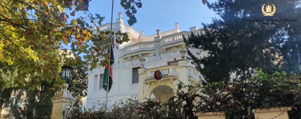 Afghanistan&rsquo;s flag will remain on half-mast at the Embassy of Afghanistan in Rome today