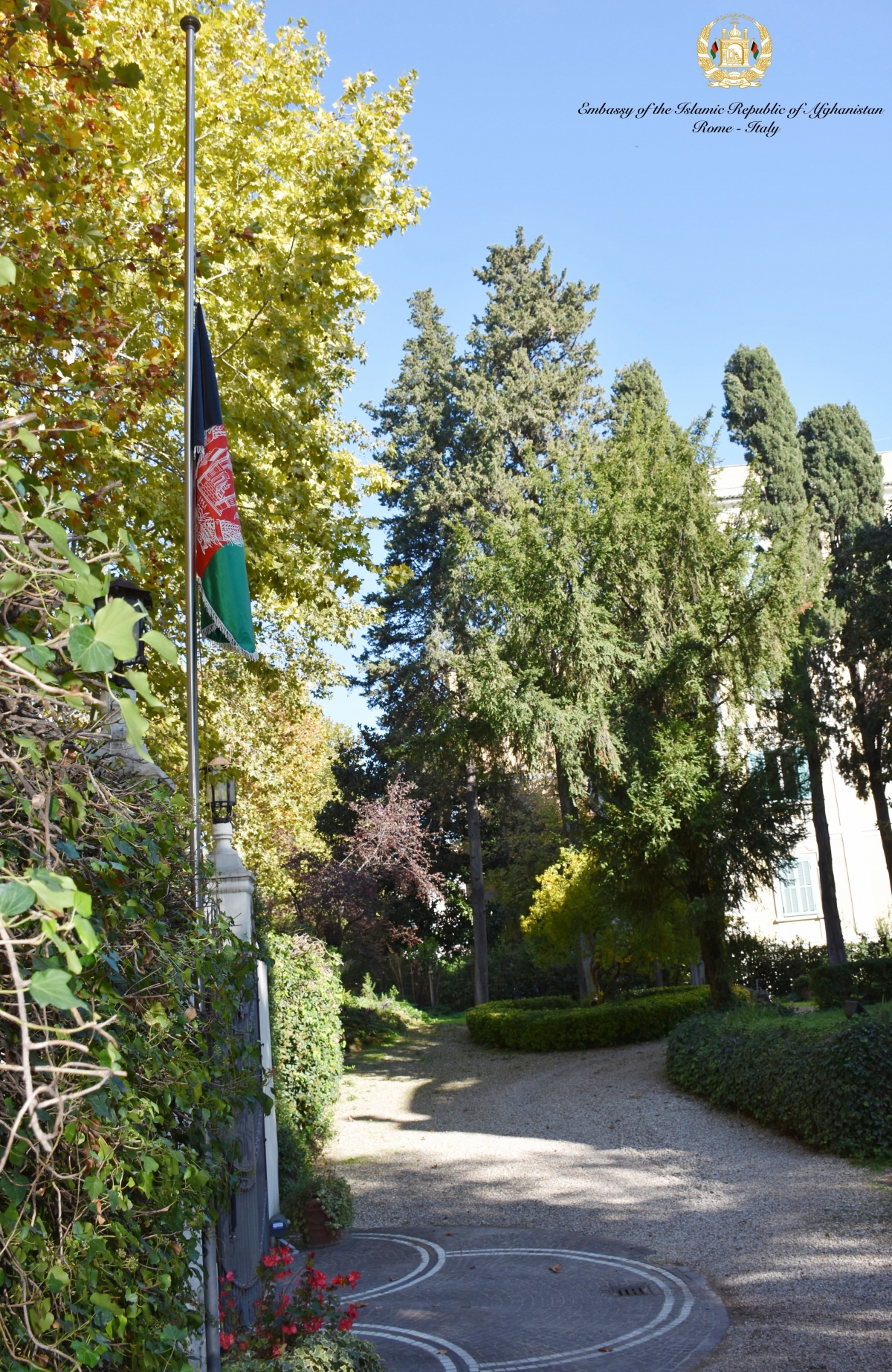 Afghanistan&rsquo;s flag will remain on half-mast at the Embassy of Afghanistan in Rome today