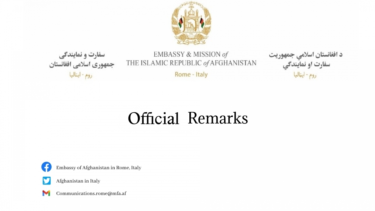 H.E. Ambassador Khaled A. Zekriya&rsquo;s Remarks at the &ldquo;Afghanistan, Taliban and the Future&rdquo; Event Organized by the Glocal Observatory on Local Communities
